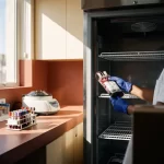 Imagem ilustrativa: Bolsa de sangue guardada no refrigerador do banco de sangue